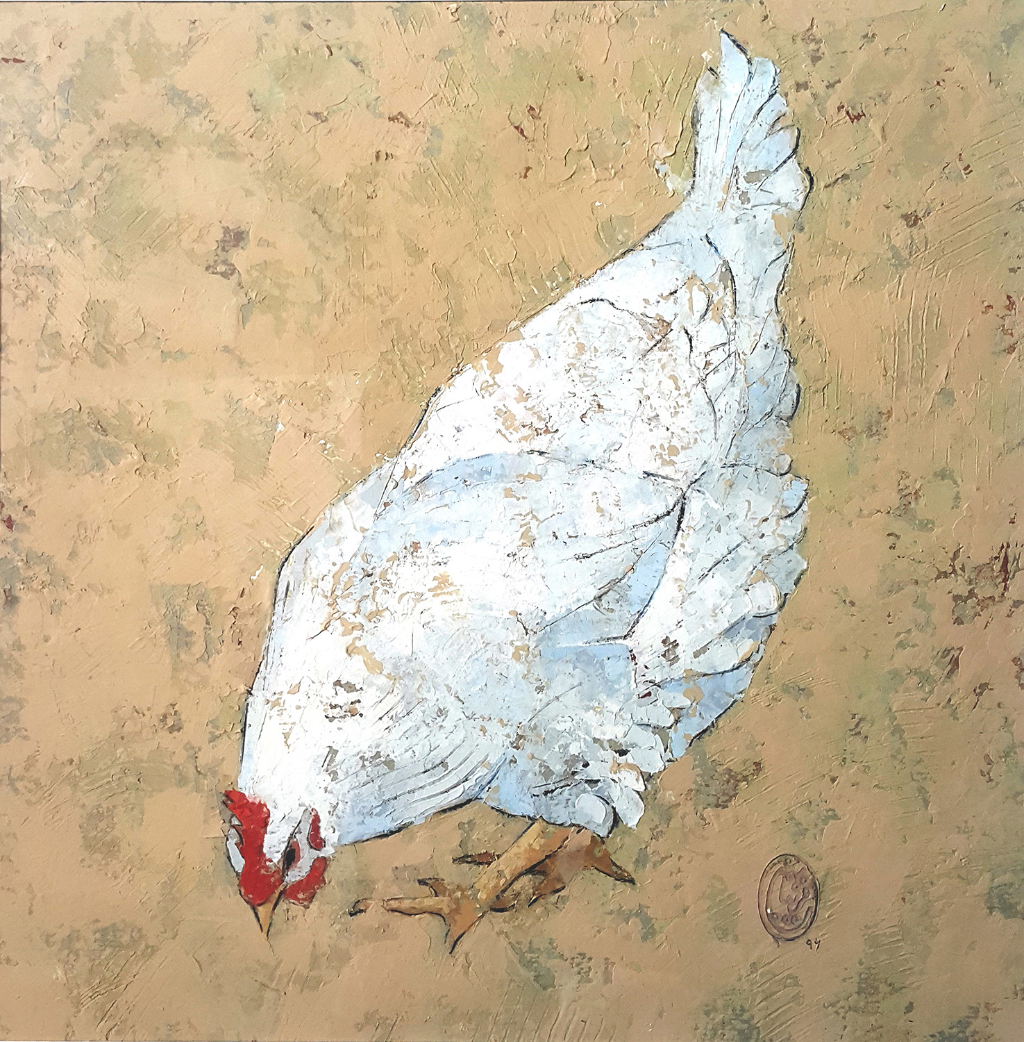 Artwork White hen by Fariba Bahmani Artwork White hen by Fariba Bahmani