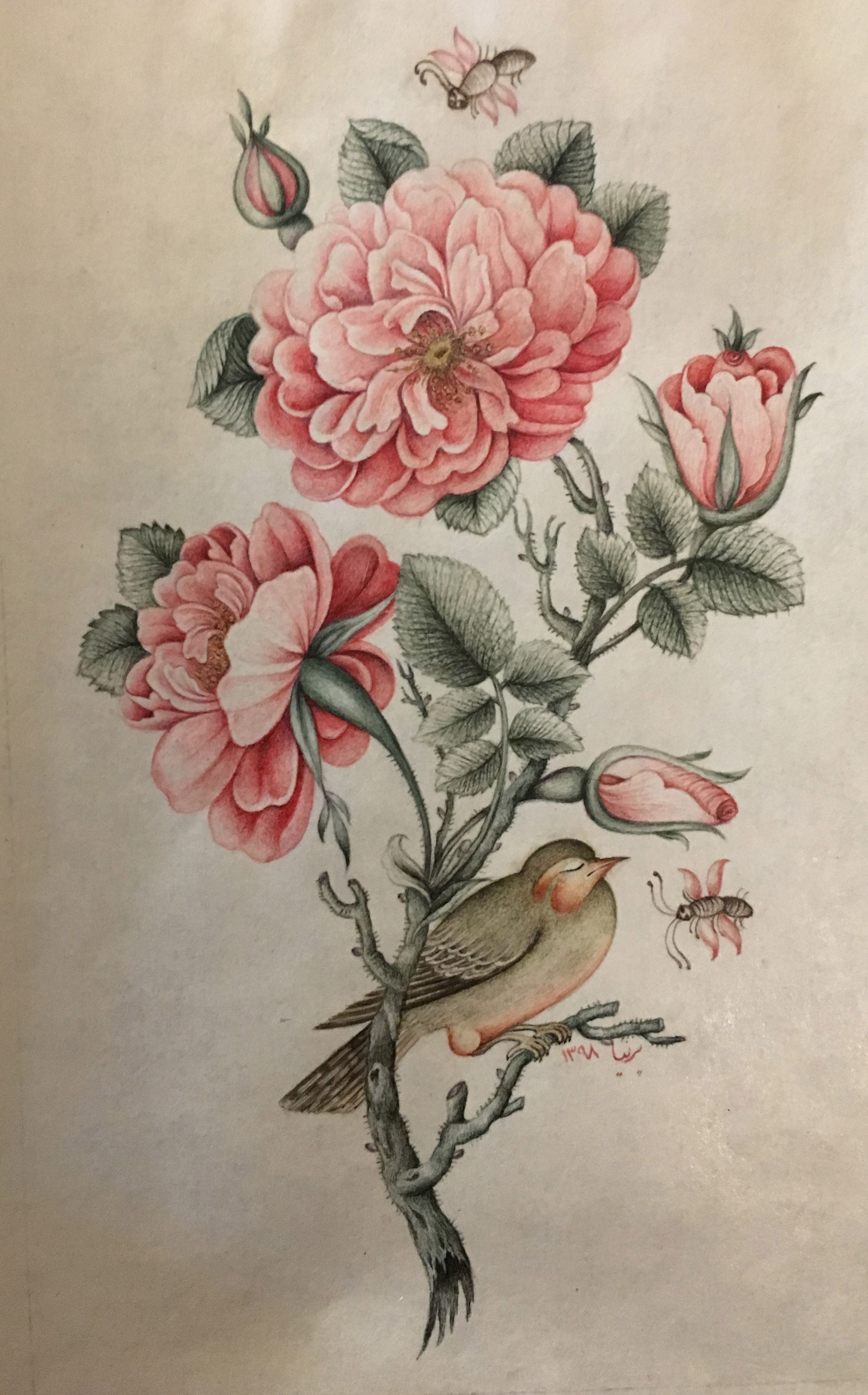 Artwork flower and birds by Parnia modarresi Artwork flower and birds by Parnia modarresi