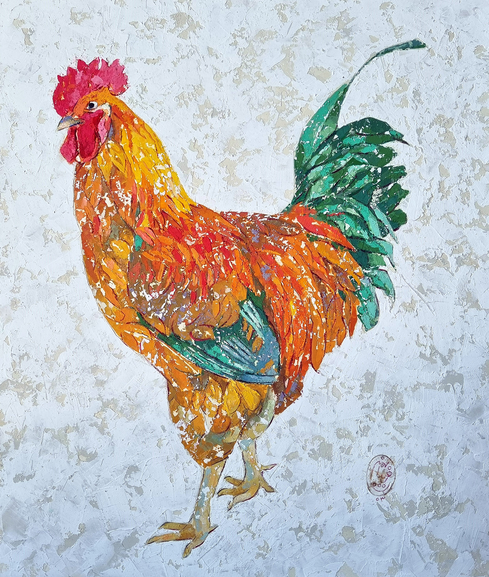 Artwork Orange Rooster by Fariba Bahmani Artwork Orange Rooster by Fariba Bahmani