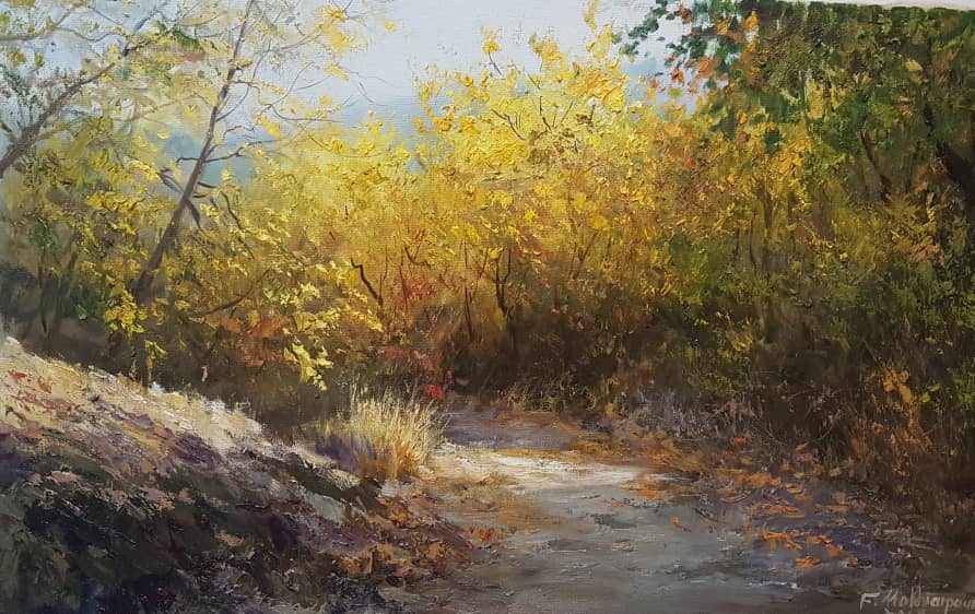 Artwork The pathway in fall by Faramarz Mokhtarpour Artwork The pathway in fall by Faramarz Mokhtarpour