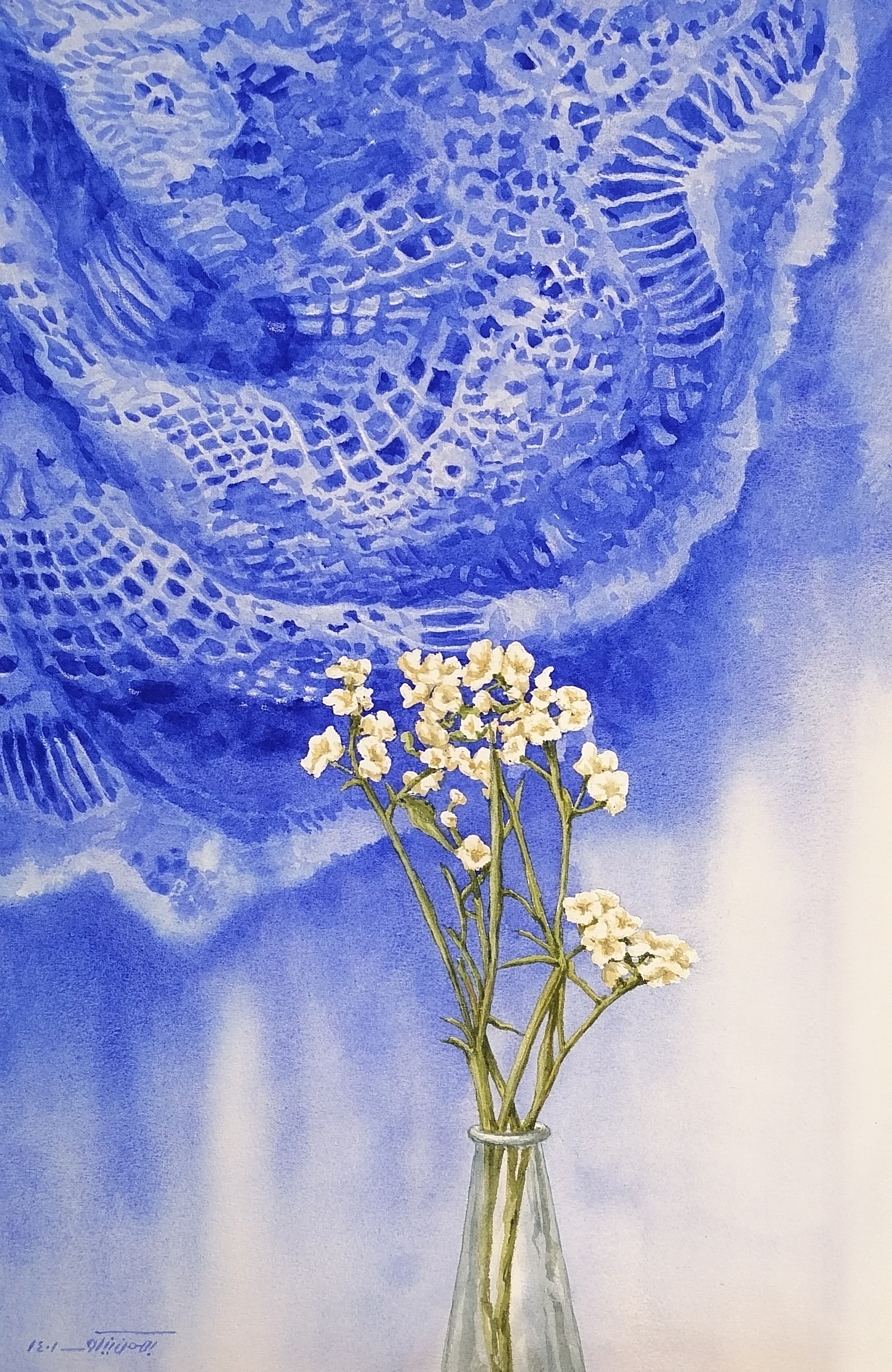 Artwork lace fabric and flowers by Bahman Nikoo Artwork lace fabric and flowers by Bahman Nikoo