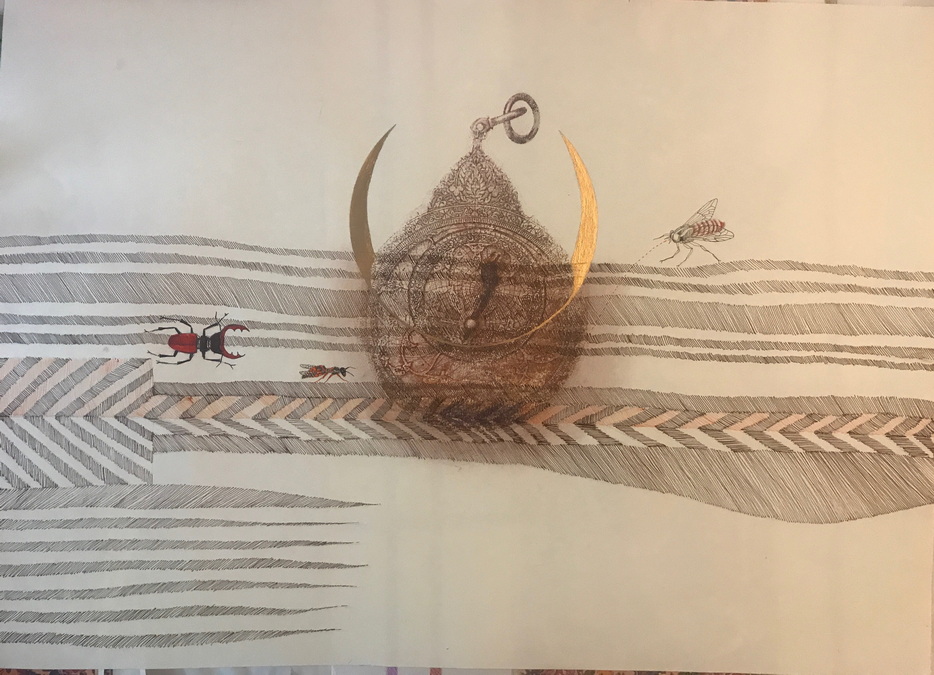 Artwork Bug on Sofreh by Roxana Manouchehri Artwork Bug on Sofreh by Roxana Manouchehri